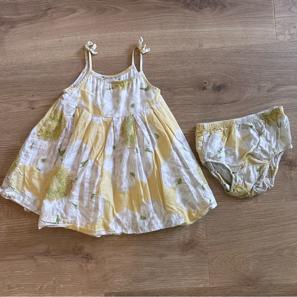 Baby Gap 12-18 Month Yellow Floral Dress/Diaper Cover